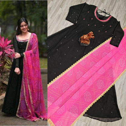 Georgette Gown Kurta With Dupatta.