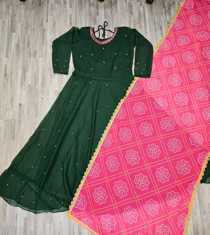 Georgette Gown Kurta With Dupatta.