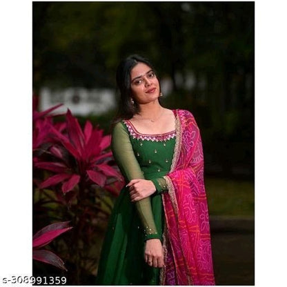 Georgette Gown Kurta With Dupatta.