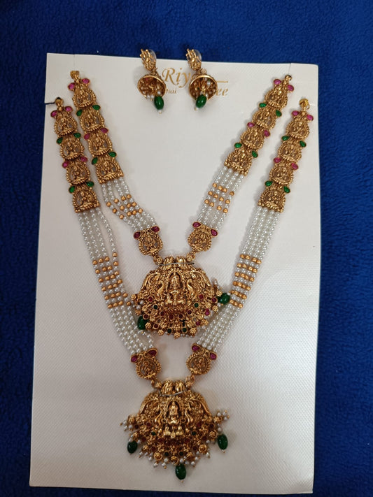 Premium Antique Temple Haram Necklace Set for Women