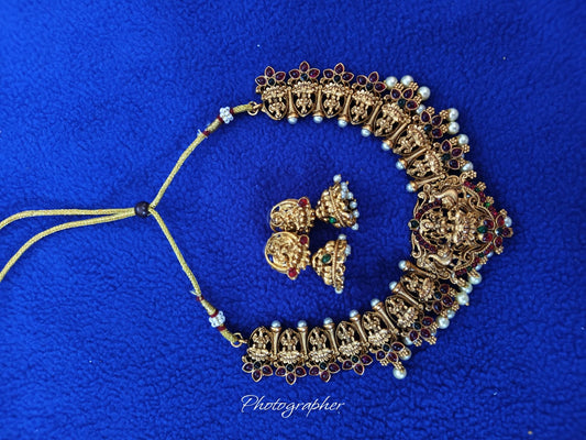 Antique Temple Choker Necklace Set for Women