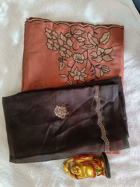 Premium Women's Embroidered Organza Saree with Designer Blouse